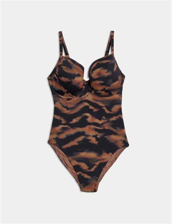 M&S Collection Tummy Control Padded Bandeau Tankini Top And High Waisted Bottoms